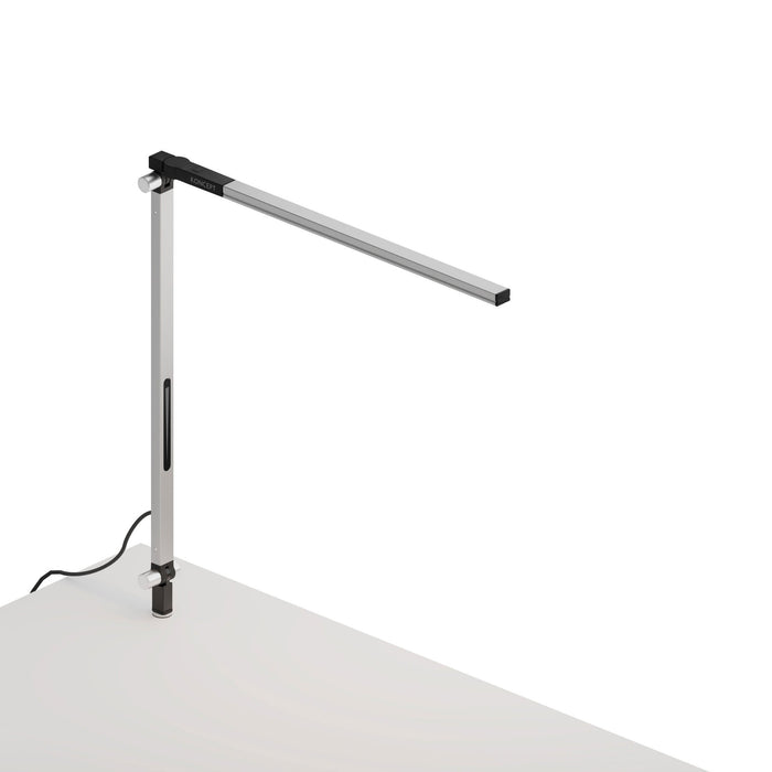 Z-Bar Solo Mini LED Desk Lamp in Silver/Through-Table Mount.