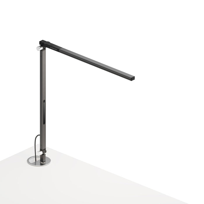 Z-Bar Solo Mini LED Desk Lamp in Metallic Black/Grommet Mount.