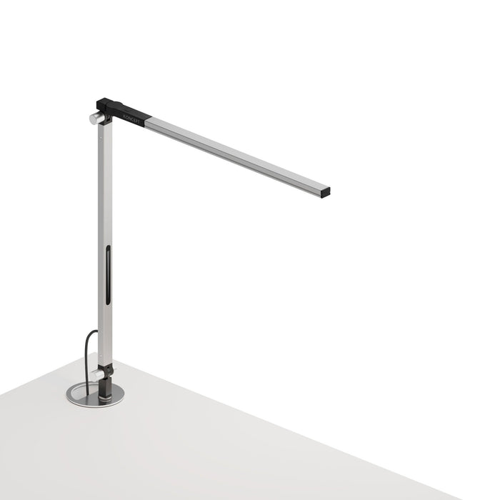 Z-Bar Solo Mini LED Desk Lamp in Silver/Grommet Mount.