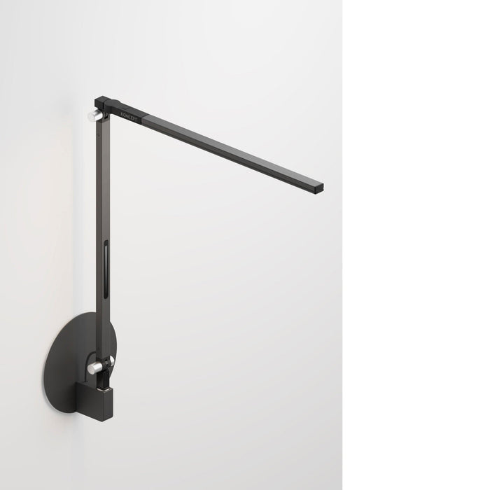 Z-Bar Solo Mini LED Desk Lamp in Metallic Black/Hardwire Wall Mount.