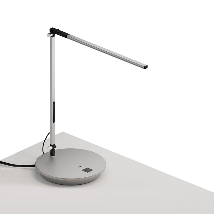 Z-Bar Solo Mini LED Desk Lamp in Silver/Power Base.