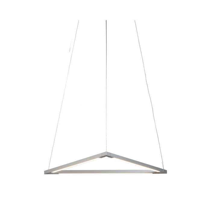 Z-Bar Triangle LED Pendant Light in 16-Inch/Silver.