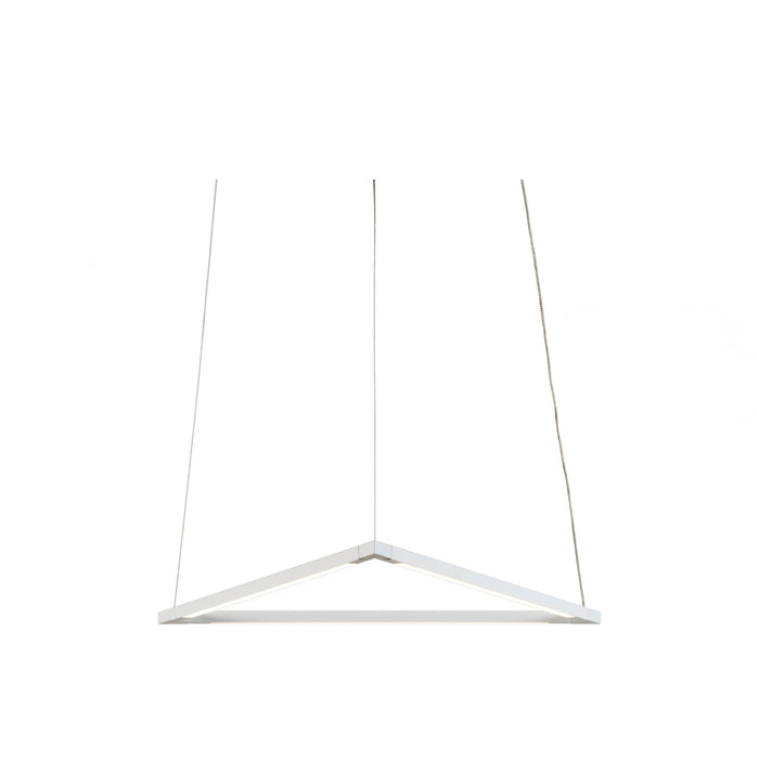 Z-Bar Triangle LED Pendant Light in 16-Inch/Matte White.