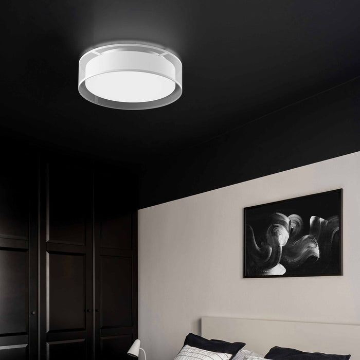 Dalton LED Flush Mount Ceiling Light in bedroom.