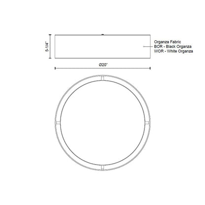 Dalton LED Flush Mount Ceiling Light - line drawing.