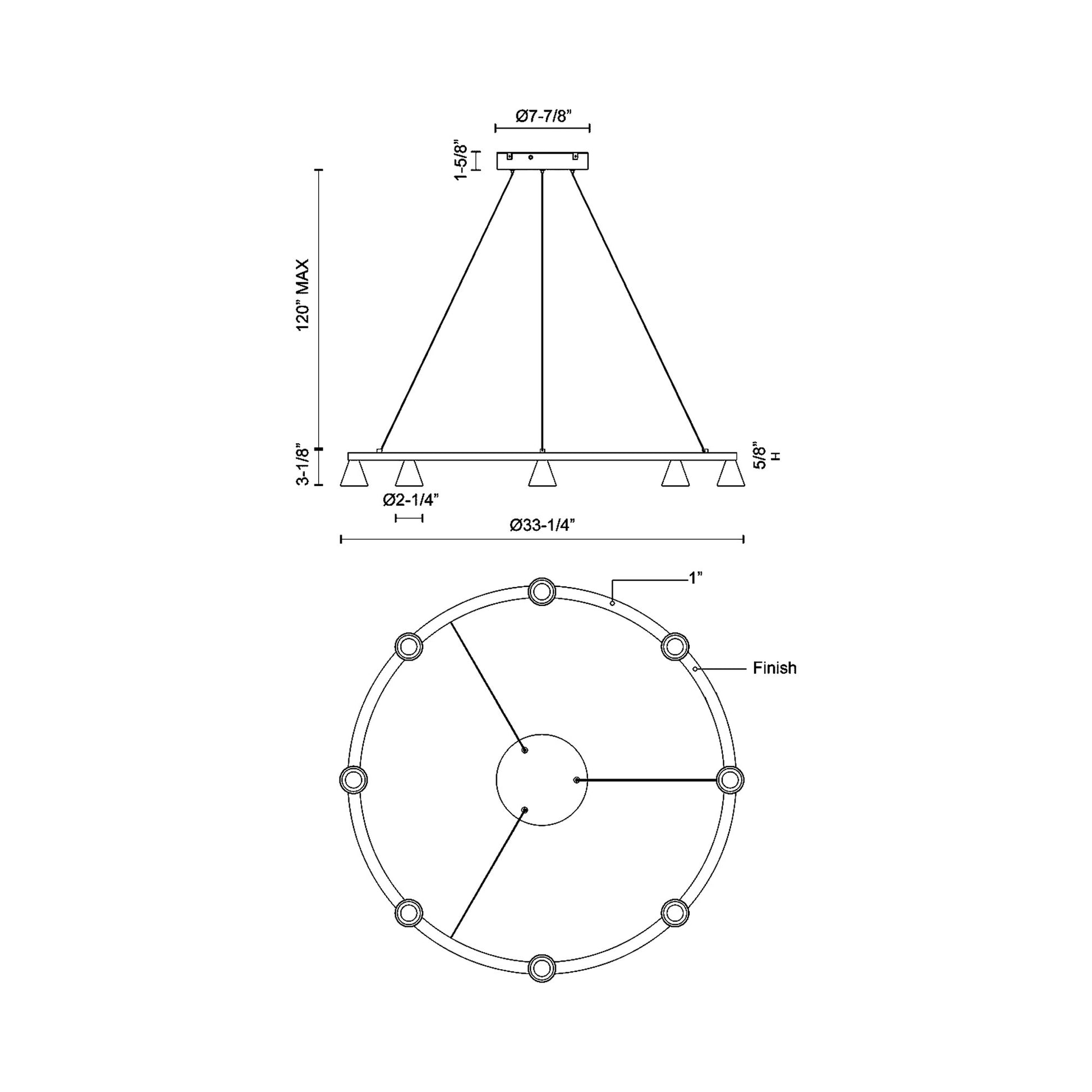 Dune LED Chandelier - line drawing.