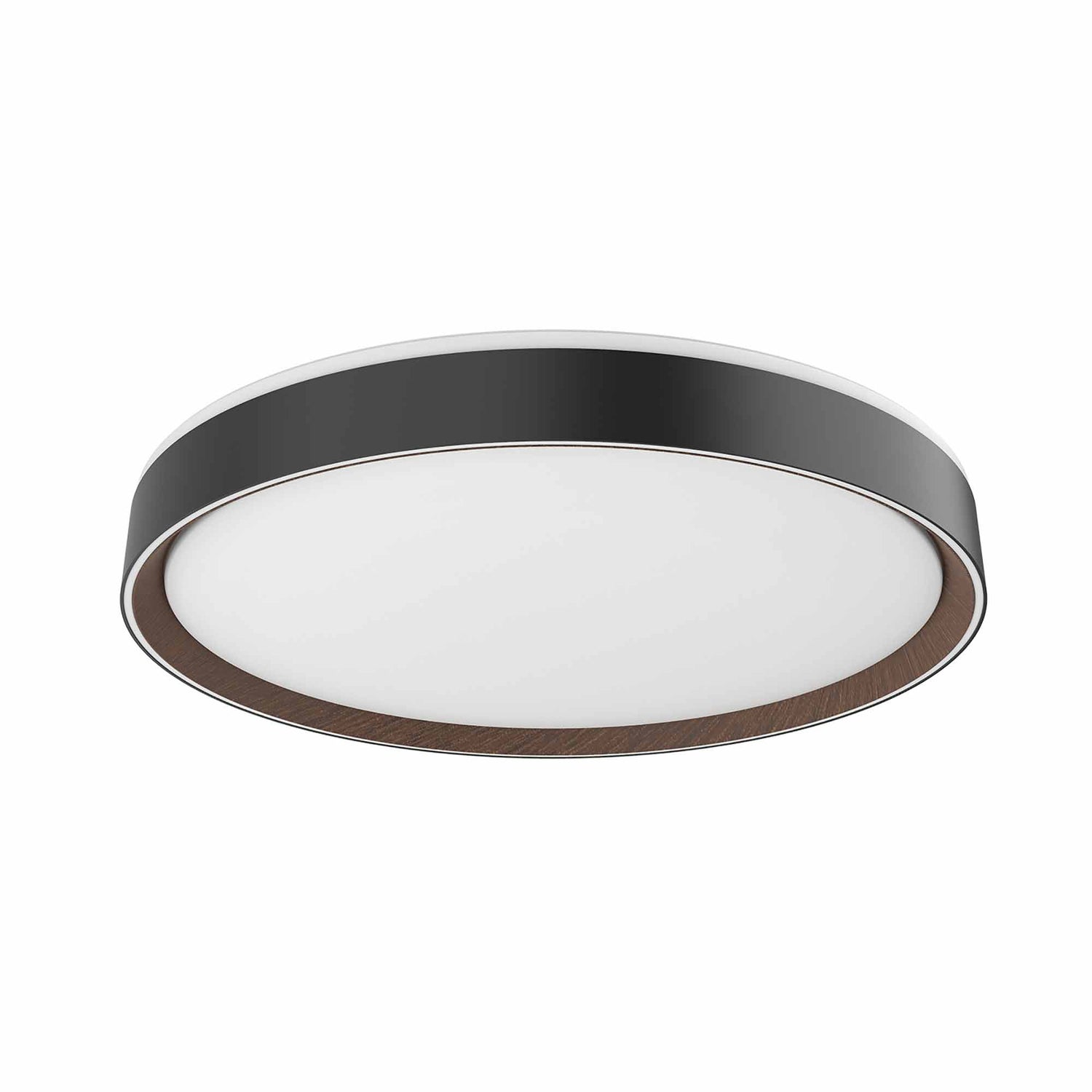 Essex LED Flush Mount Ceiling Light in Black/Walnut (Large).