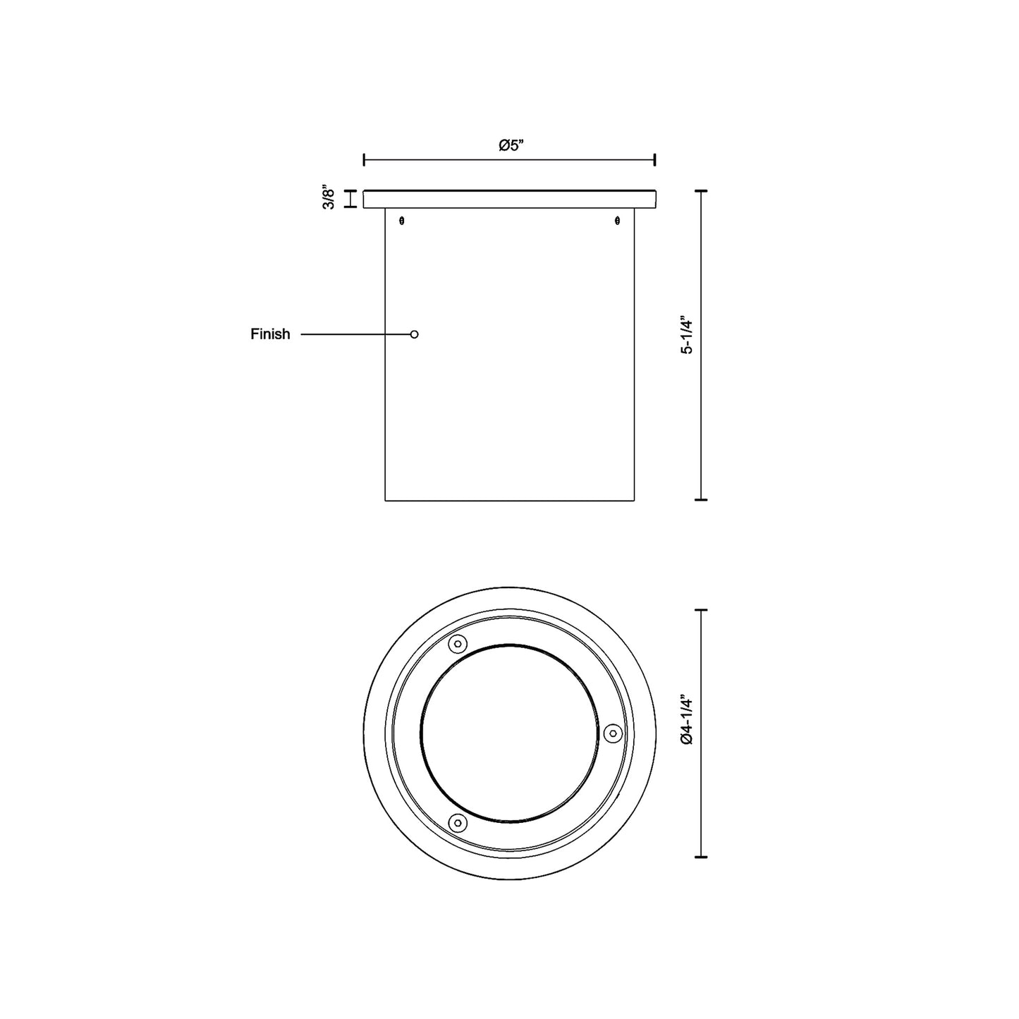 Lamar Outdoor LED Flush Mount Ceiling Light - line drawing.