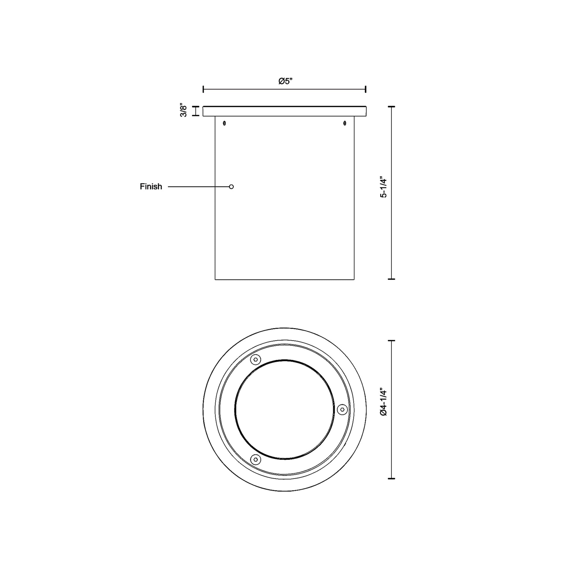 Lamar Outdoor LED Flush Mount Ceiling Light - line drawing.