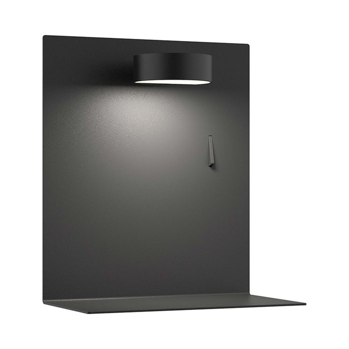 Dresden LED Puck Wall Light With Shelf in Black.