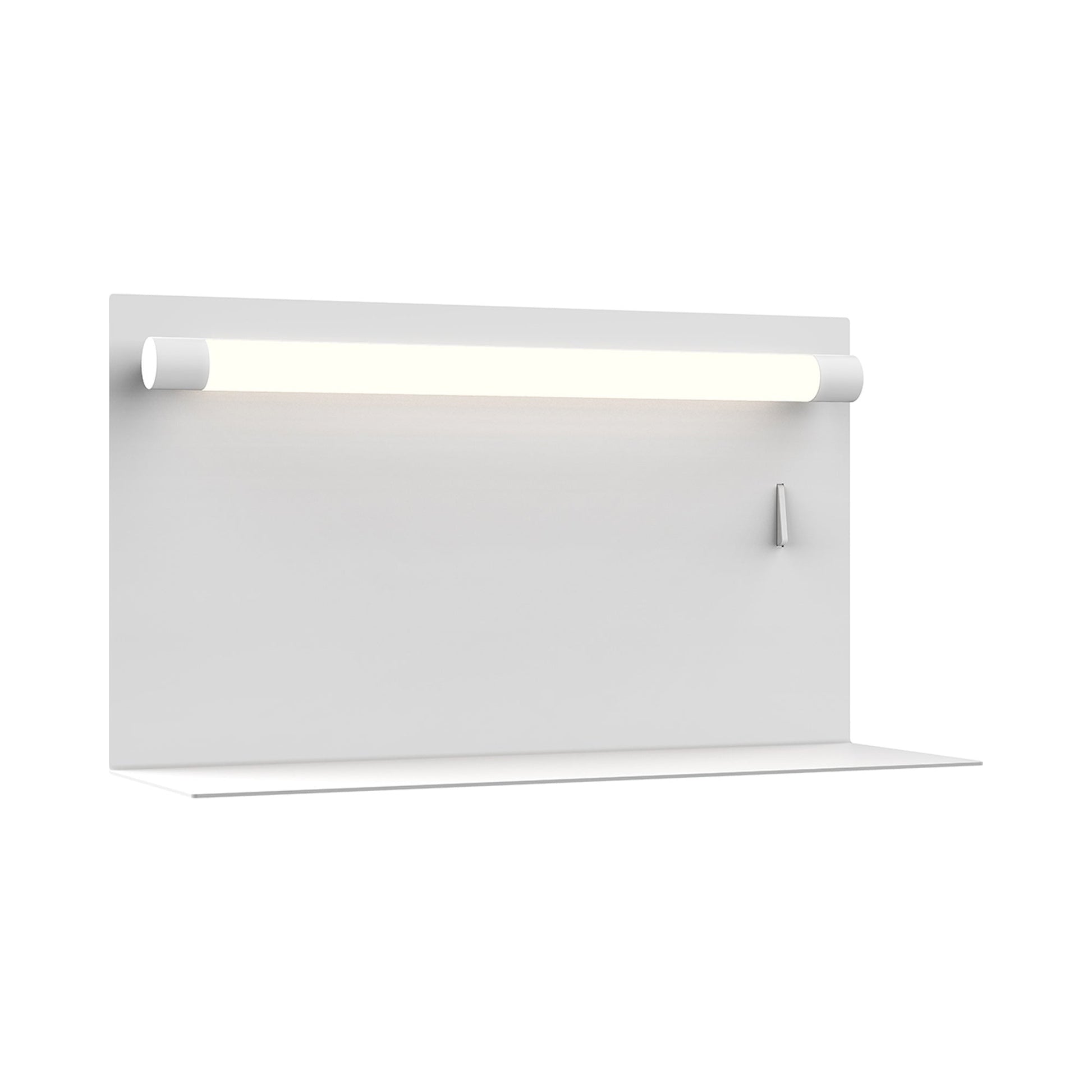 Dresden LED Tube Wall Light With Shelf in White.