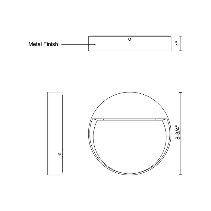 Mesa Outdoor LED Wall Light - line drawing.