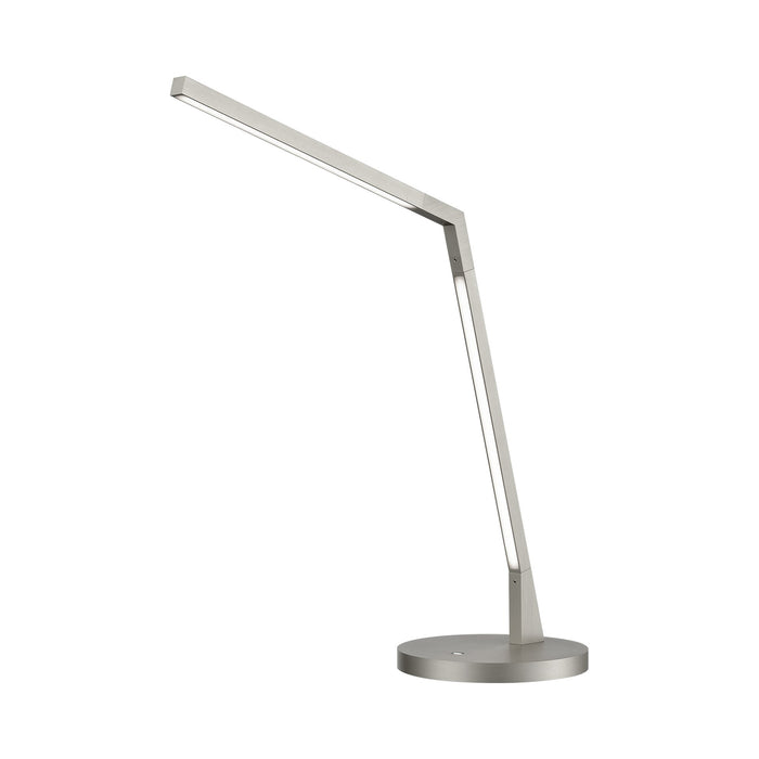Miter LED Desk Lamp in Brushed Nickel.