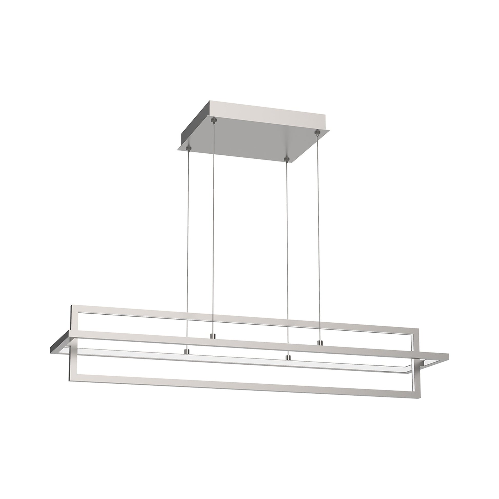 Mondrian Double LED Linear Pendant Light in Brushed Nickel (Small).