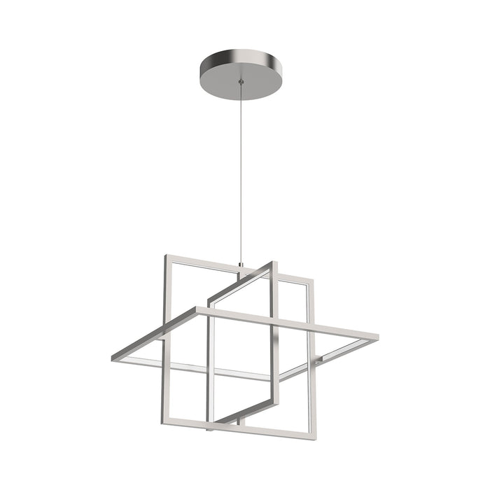 Mondrian LED Pendant Light in Frosted Acrylic/Brushed Nickel (Small).