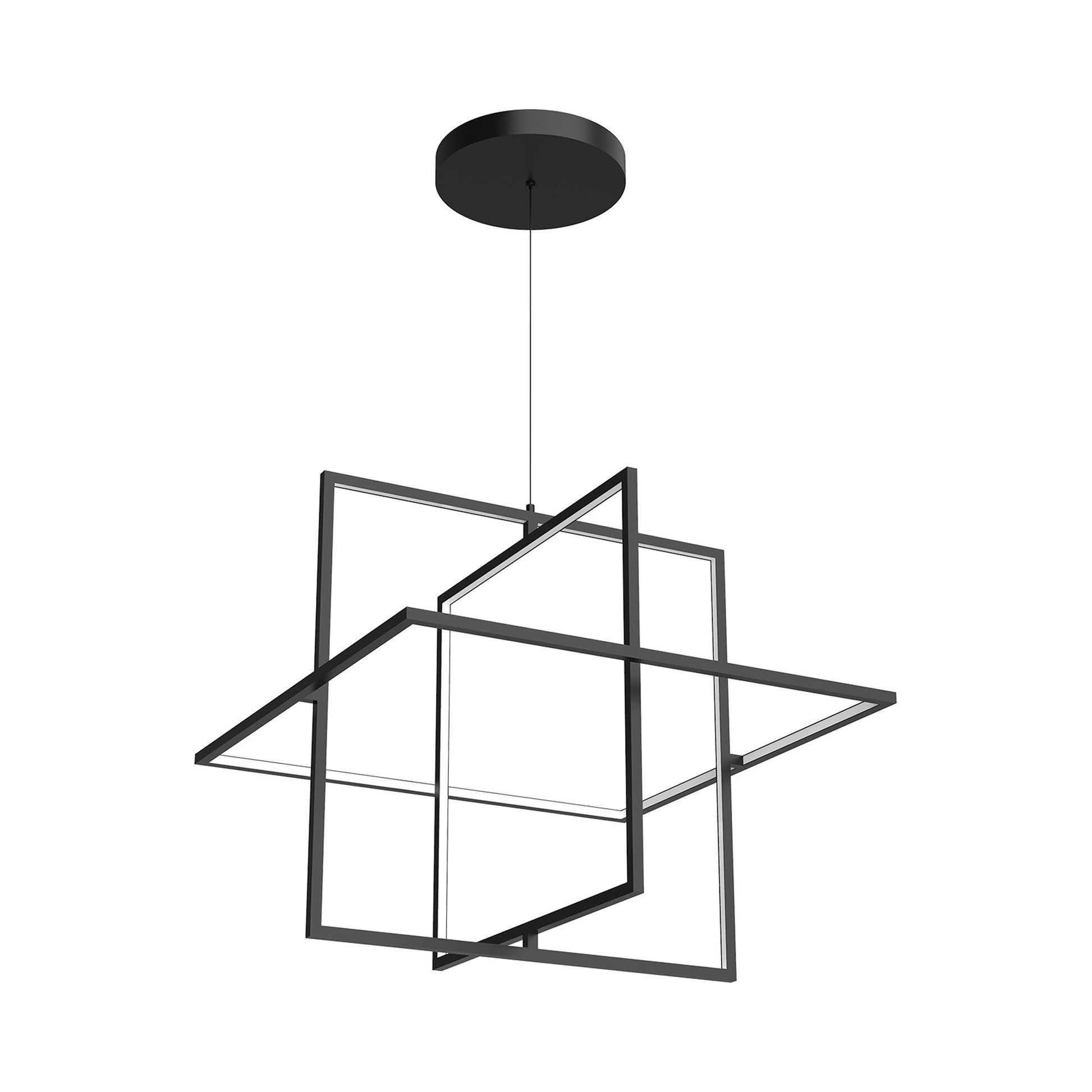 Mondrian LED Pendant Light in Frosted Acrylic/Black (Large).