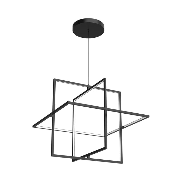 Mondrian LED Pendant Light in Frosted Acrylic/Black (Large).