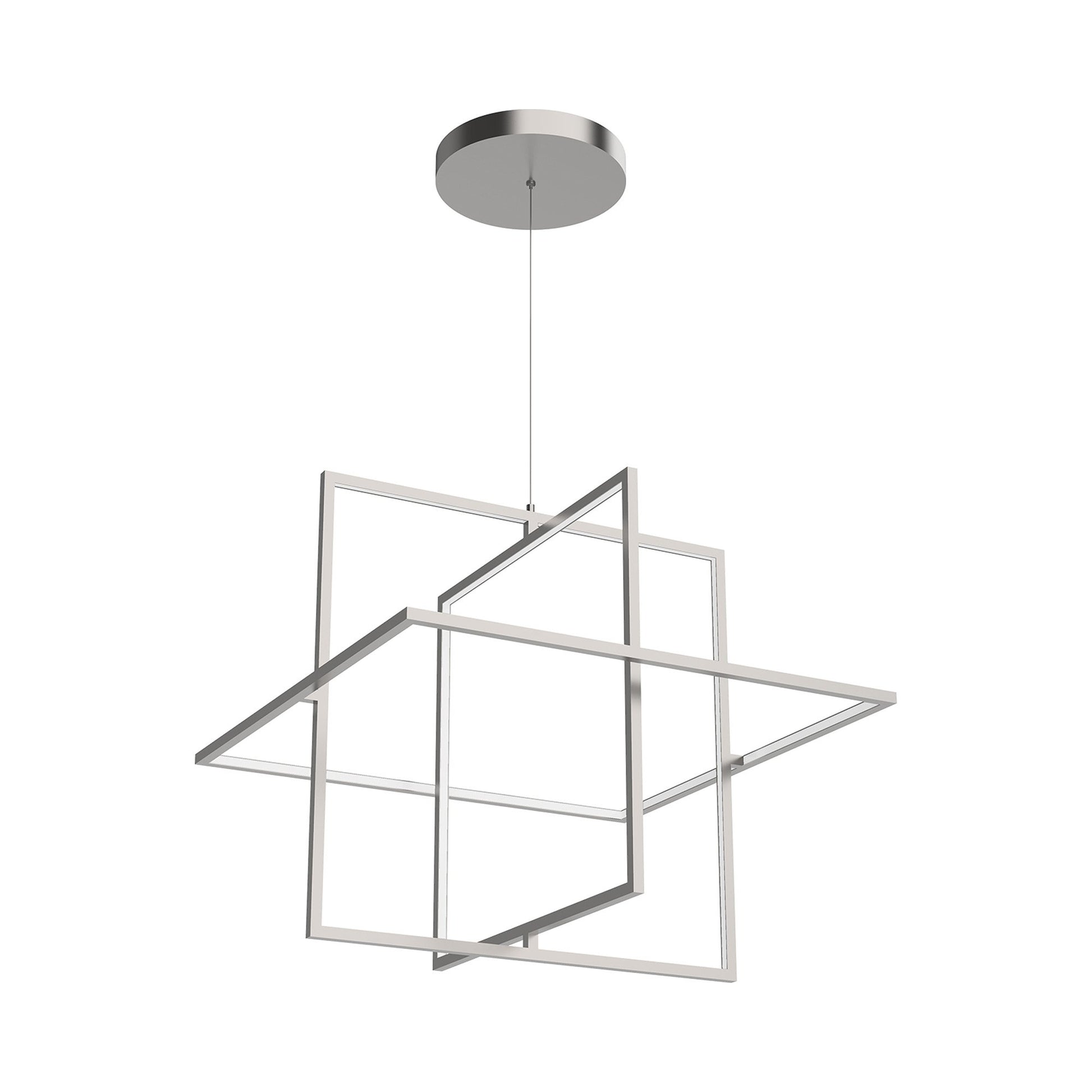 Mondrian LED Pendant Light in Frosted Acrylic/Brushed Nickel (Large).