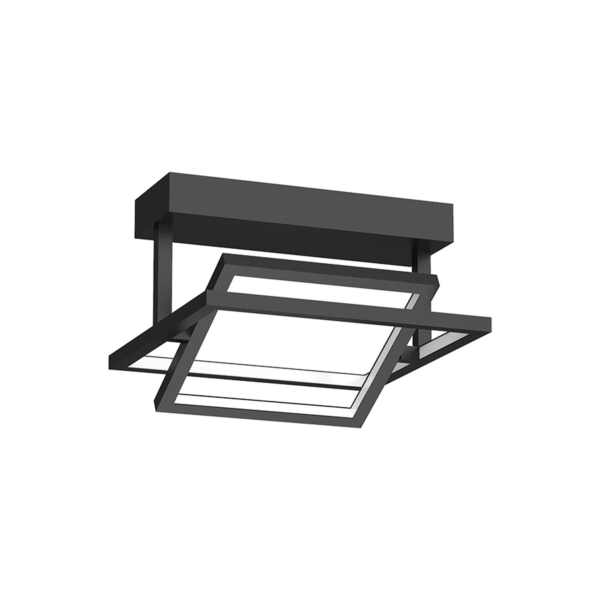 Mondrian LED Semi Flush Mount Ceiling Light in Square/Black (Small).