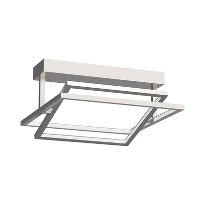 Mondrian LED Semi Flush Mount Ceiling Light in Square/Brushed Nickel (Large).