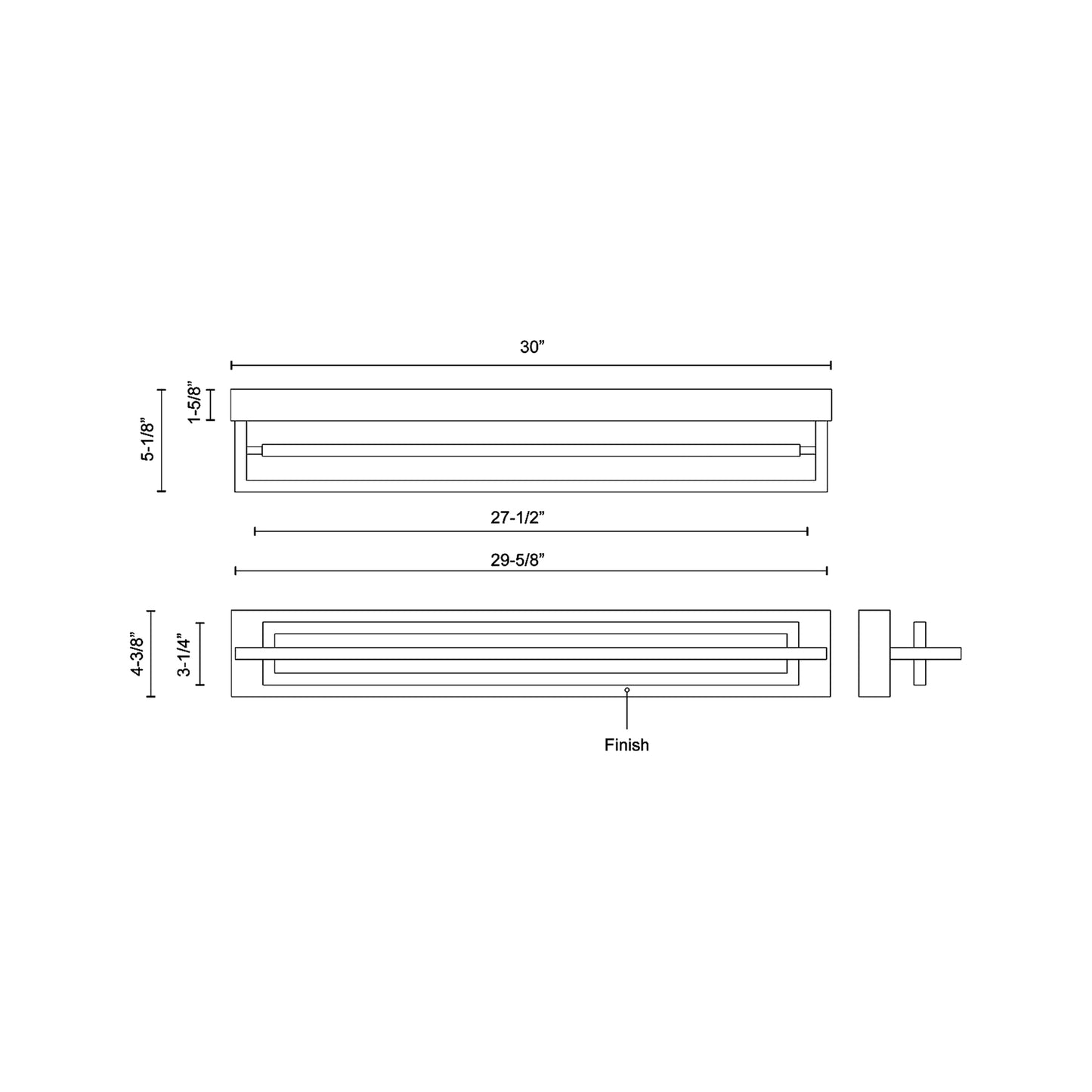 Mondrian LED Semi Flush Mount Ceiling Light - line drawing.