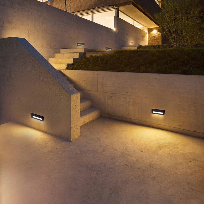 Newport Outdoor LED Recessed Wall Light Outside Area.