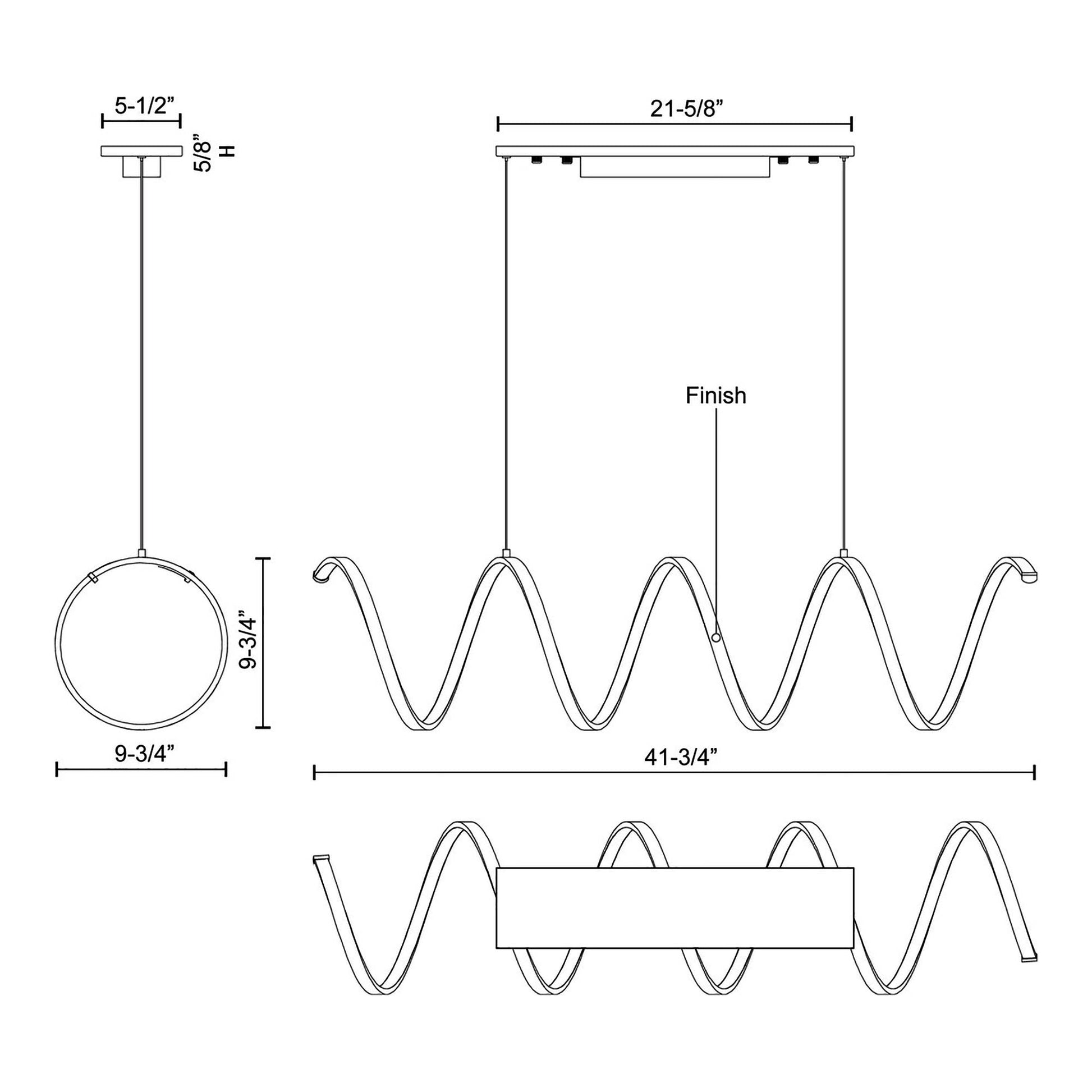 Synergy Linear LED Pendant Light - line drawing.