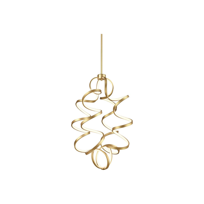 Synergy Vertical LED Pendant Light in Antique Brass (Small).