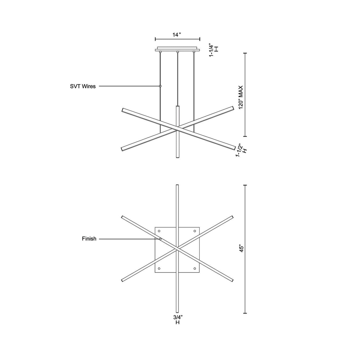 Vega LED Multi Light Pendant Light - line drawing.