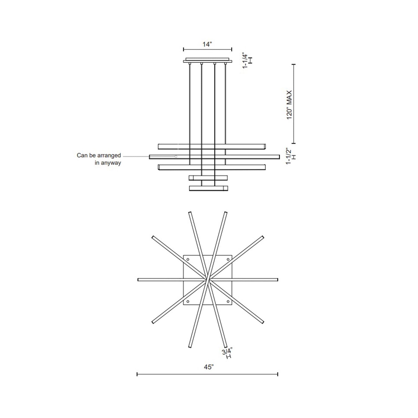 Vega LED Multi Light Pendant Light - line drawing.