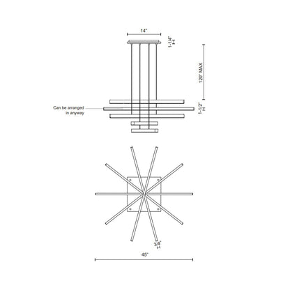 Vega LED Multi Light Pendant Light - line drawing.