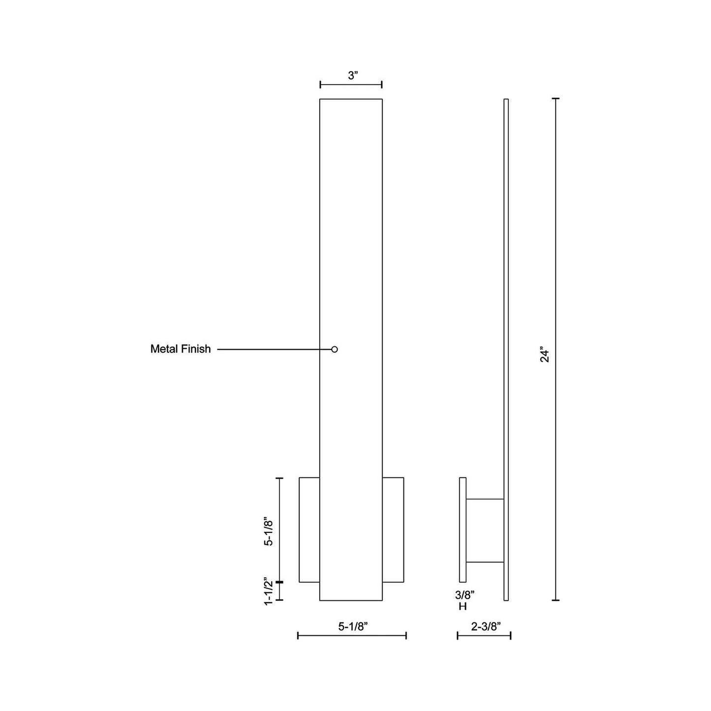 Vesta LED Wall Light - line drawing.