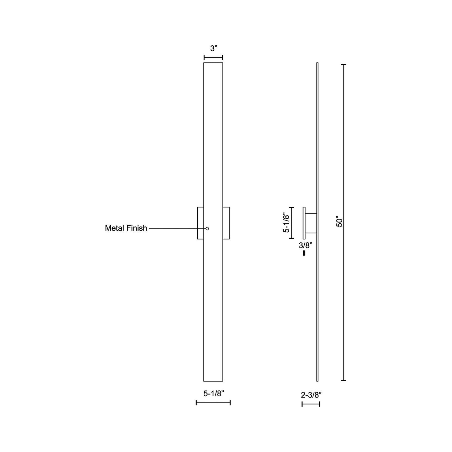 Vesta LED Wall Light - line drawing.