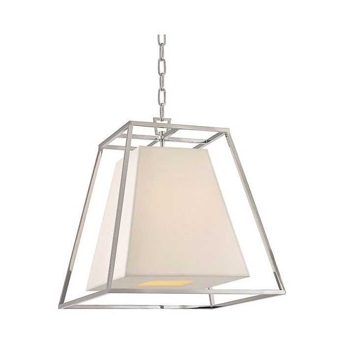 Kyle Pendant Light in Polished Nickel/White.
