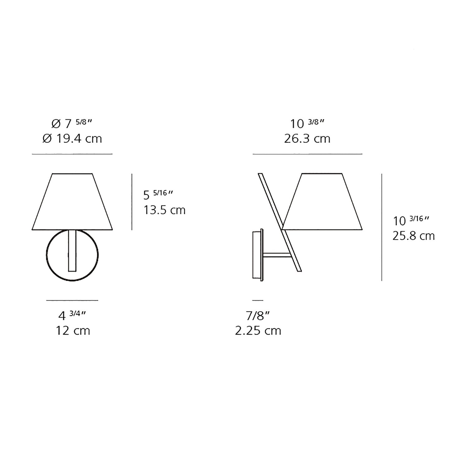 La Petite Wall Light - line drawing.