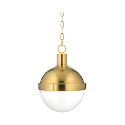 Lampbert Pendant Light in Medium/Aged Brass.