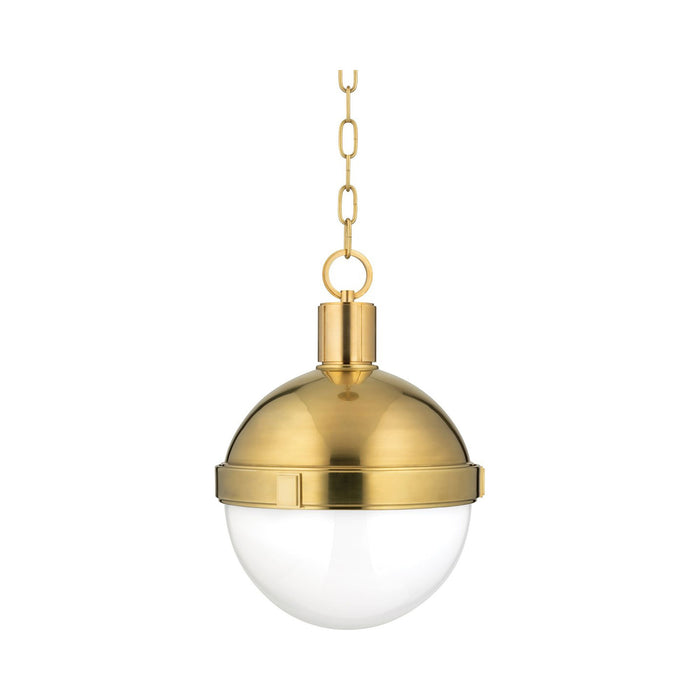 Lampbert Pendant Light in Medium/Aged Brass.