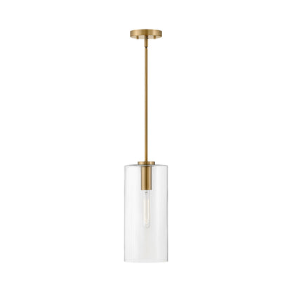 Lane Pendant Light in Lacquered Brass/Clear.