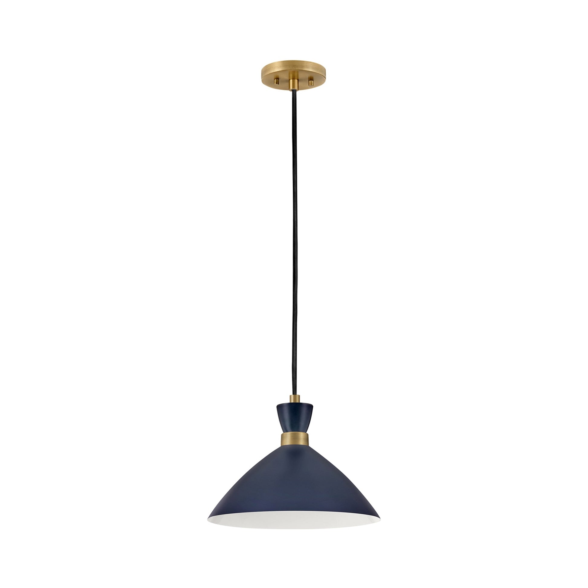 Simon Pendant Light in Matte Navy/Heritage Brass.