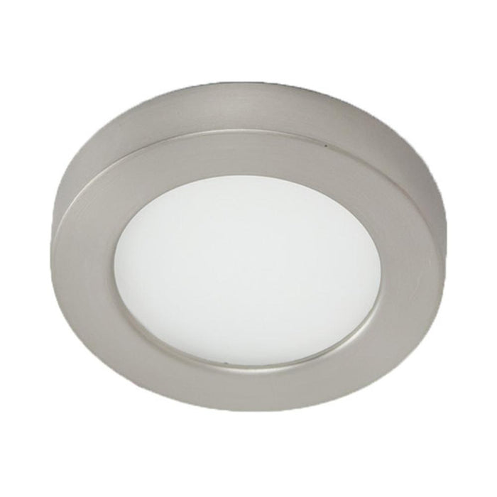 LED 90 Round LED Button Light in Brushed Nickel.