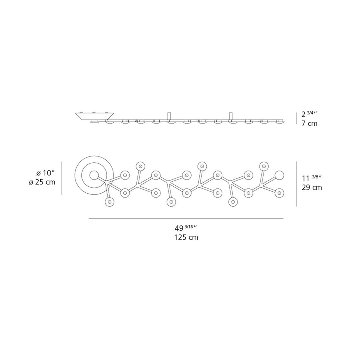 LED Net Line Ceiling Light - line drawing.