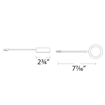 LED Puck Light with Single Lead Wire - line drawing.