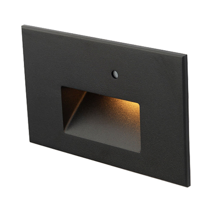 LED Step Light with Photocell in Black on Aluminum (Horizontal).
