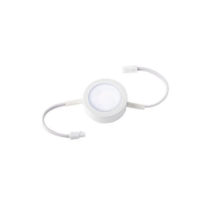 LED Undercabinet Puck Light in White (1 Single Wired Puck Light with Cord).