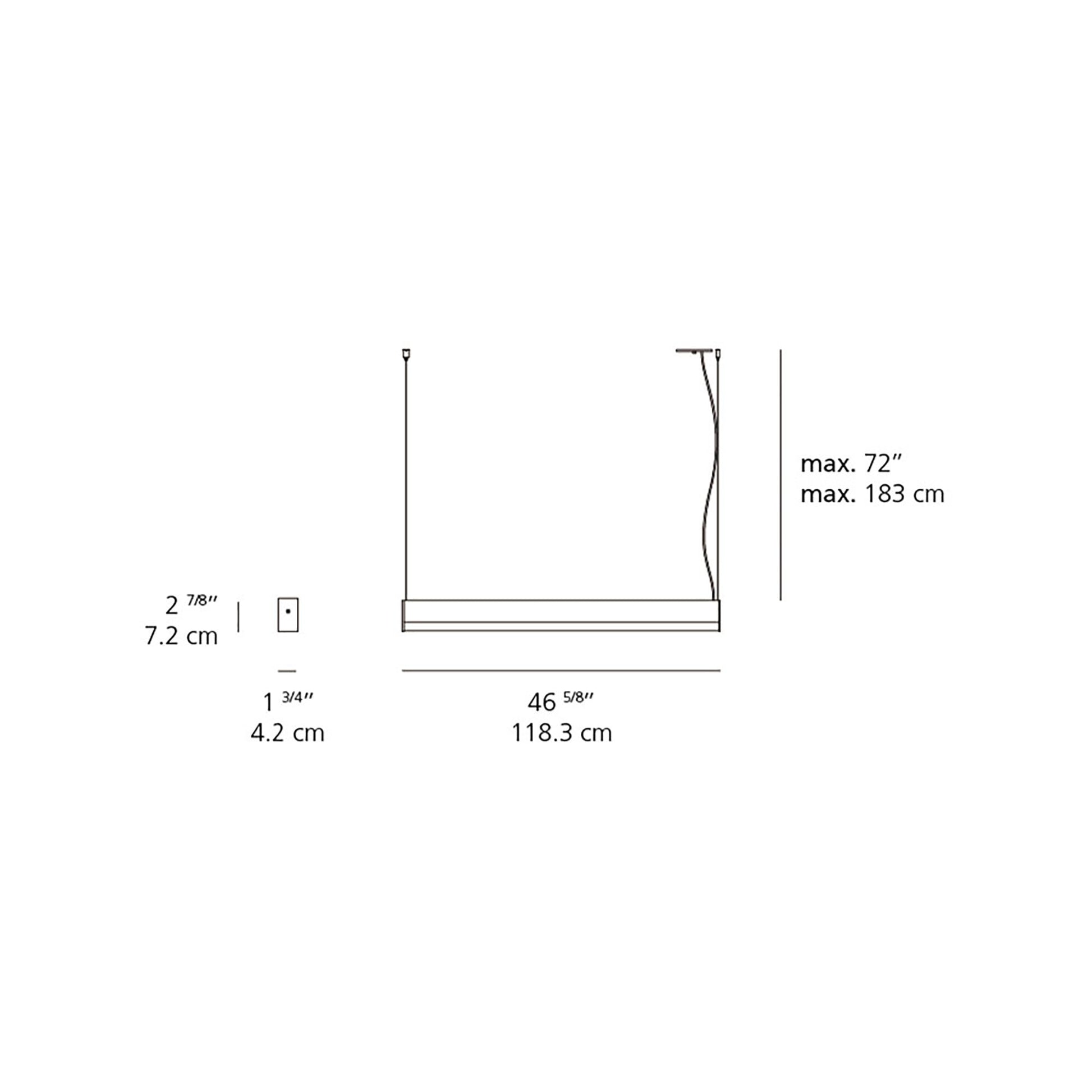 LEDbar Square Suspension Light - line drawing.