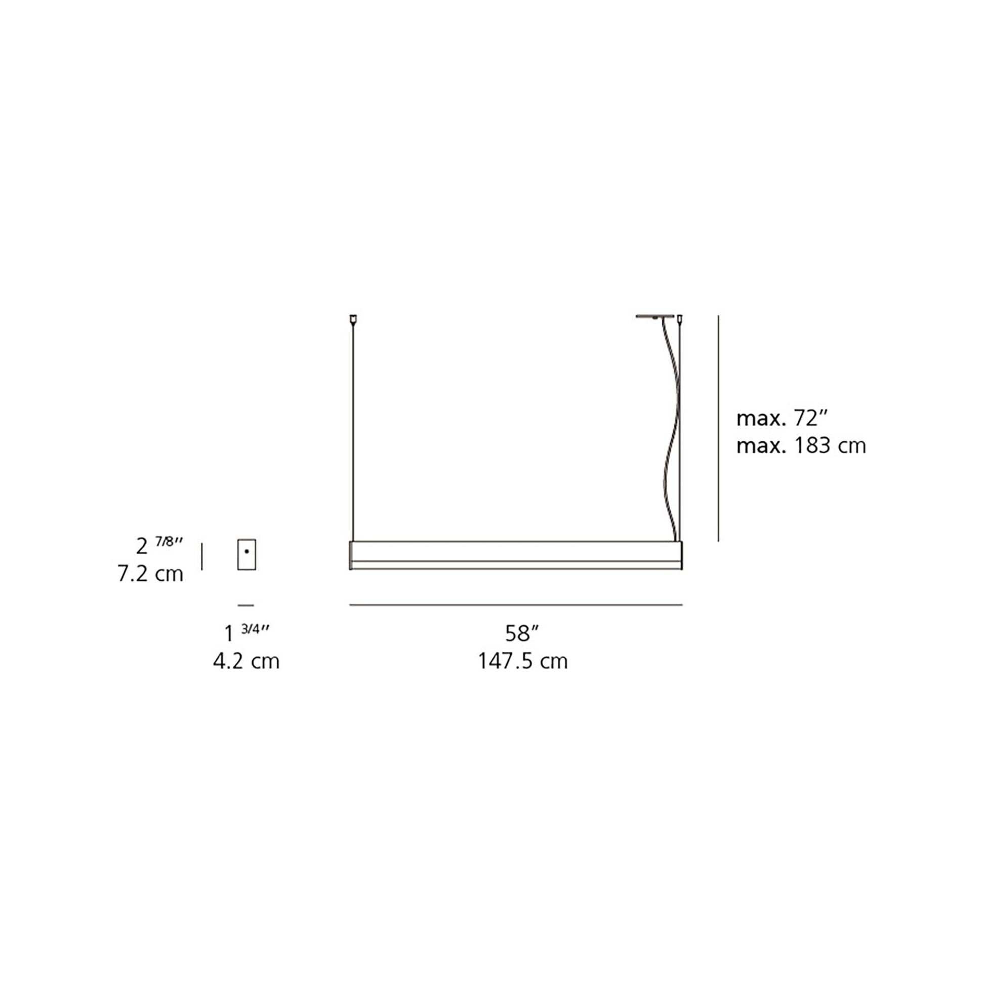 LEDbar Square Suspension Light - line drawing.