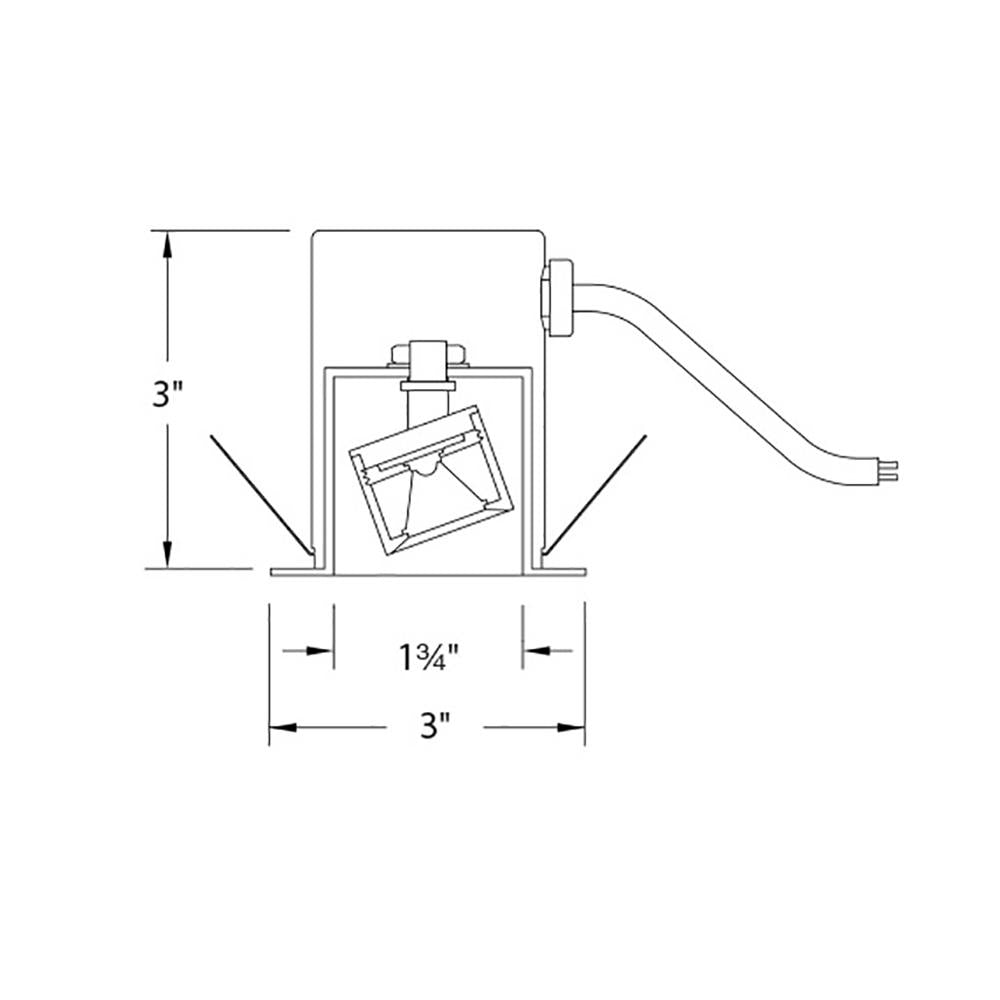 LEDme 1 Inch Square Adjustable LED Downlight - line drawing.