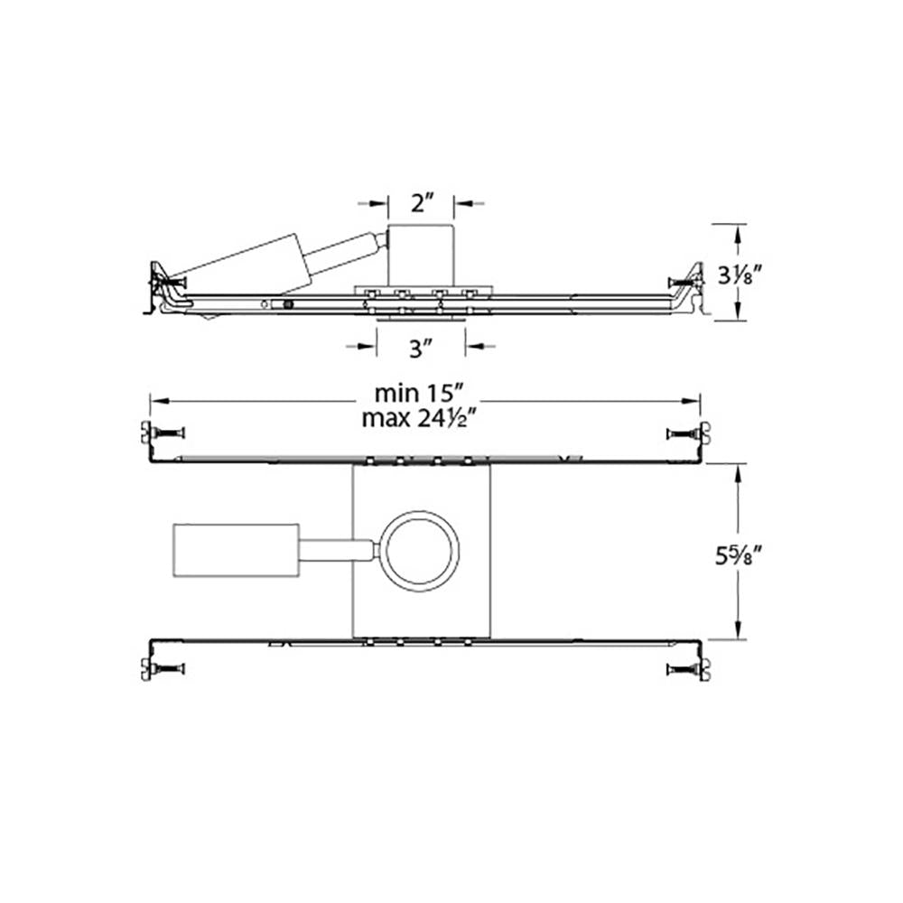 LEDme 1 Inch Square Open Reflector LED Downlight - line drawing.