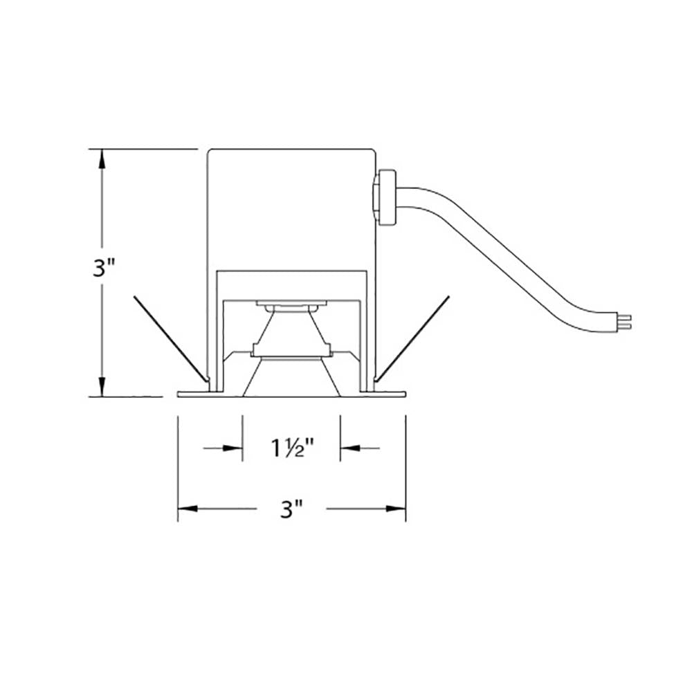 LEDme 1 Inch Square Open Reflector LED Downlight - line drawing.