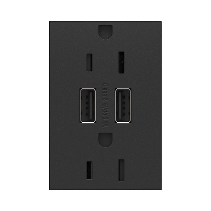adorne® Dual USB Plus-Size Outlet Combo in Graphite.